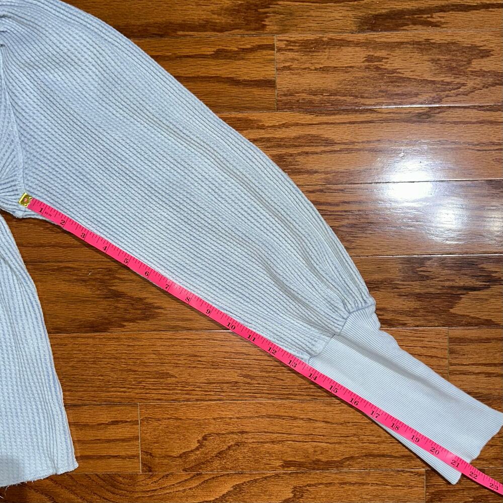 SOLD 💕Free People FP One Blue Moon Wesley Thermal Blouson Sleeve Top Size L - Picture 14 of 15